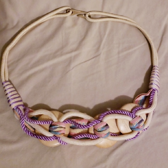 VTG Pastel Rope & Wood Disc Belt - Picture 2 of 6